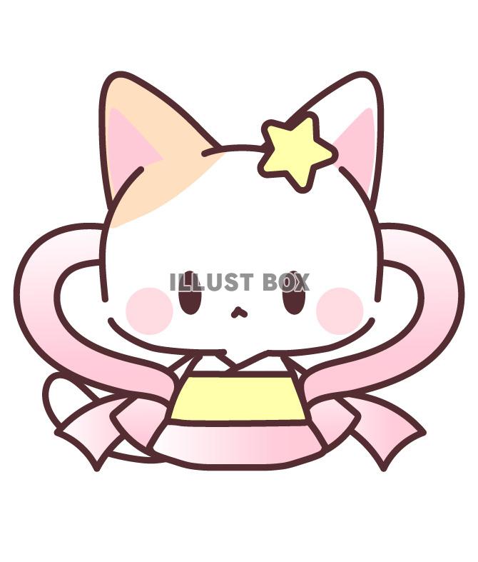 七夕★七夕飾り織姫ねこちゃんのフリーイラスト