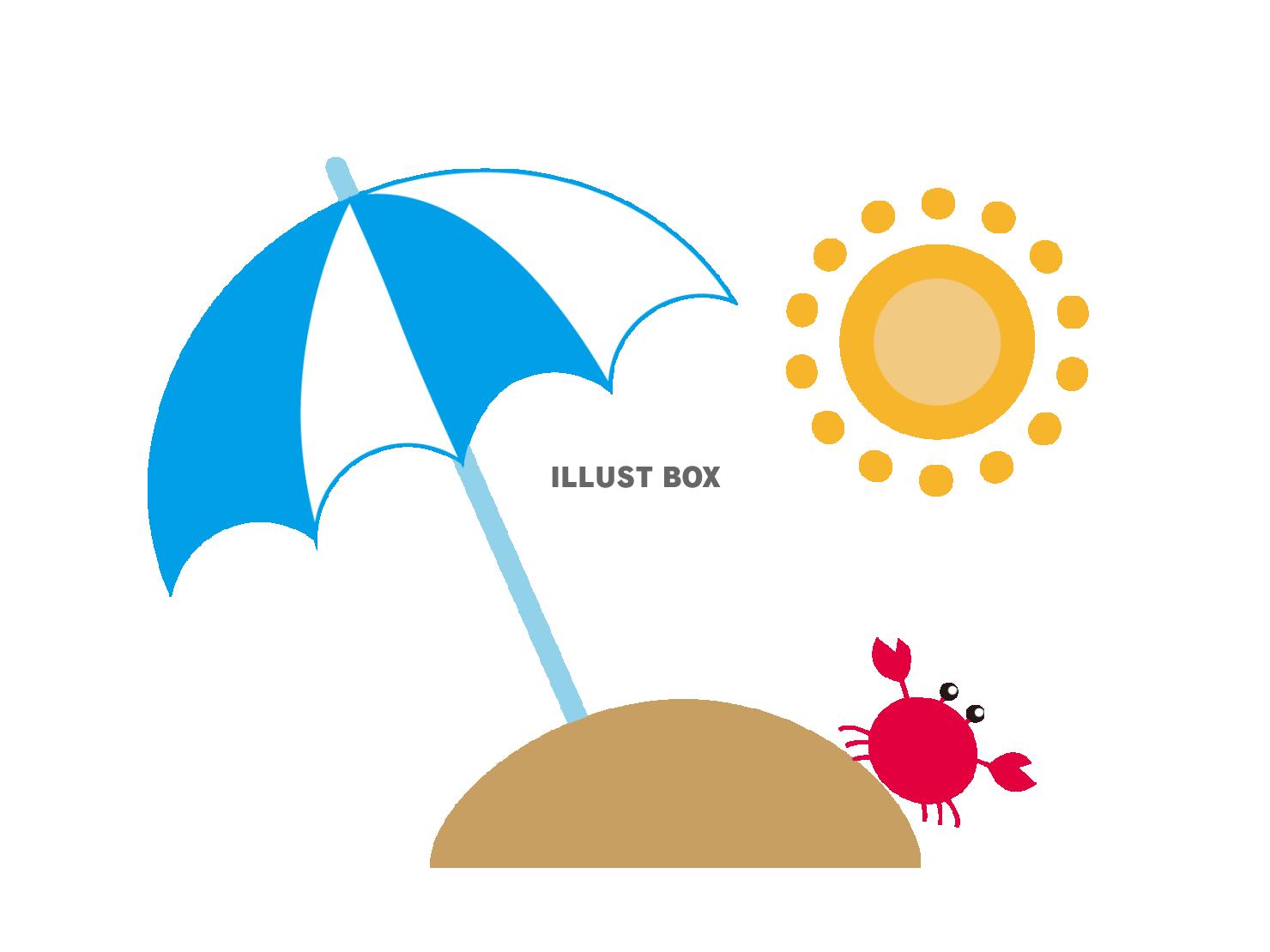 太陽とパラソルのイラスト
