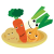 顔つきの野菜盛り合わせ　長ネギ、玉ねぎ、にんじん、じゃがいも