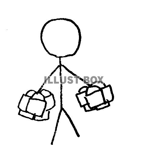 イラスト素材「棒人間買い物」