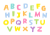 カラフルな手書きのアルファベット