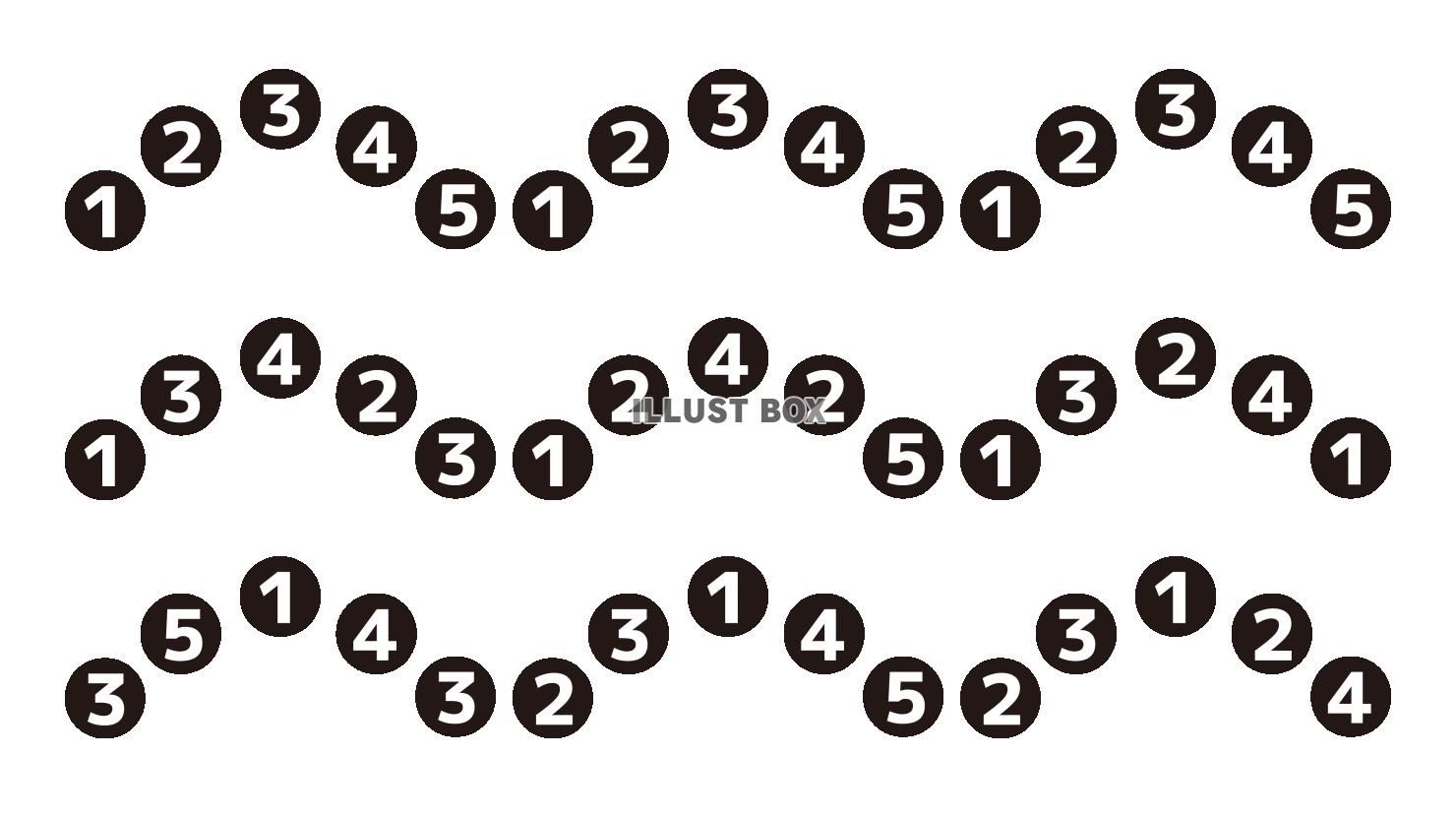 ピアノ指練習の12345ランダム曲線　白黒