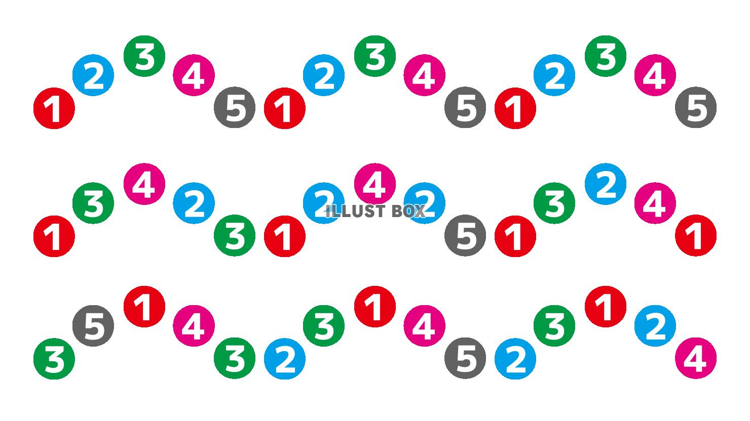 ピアノ指練習の12345ランダム曲線　カラフル