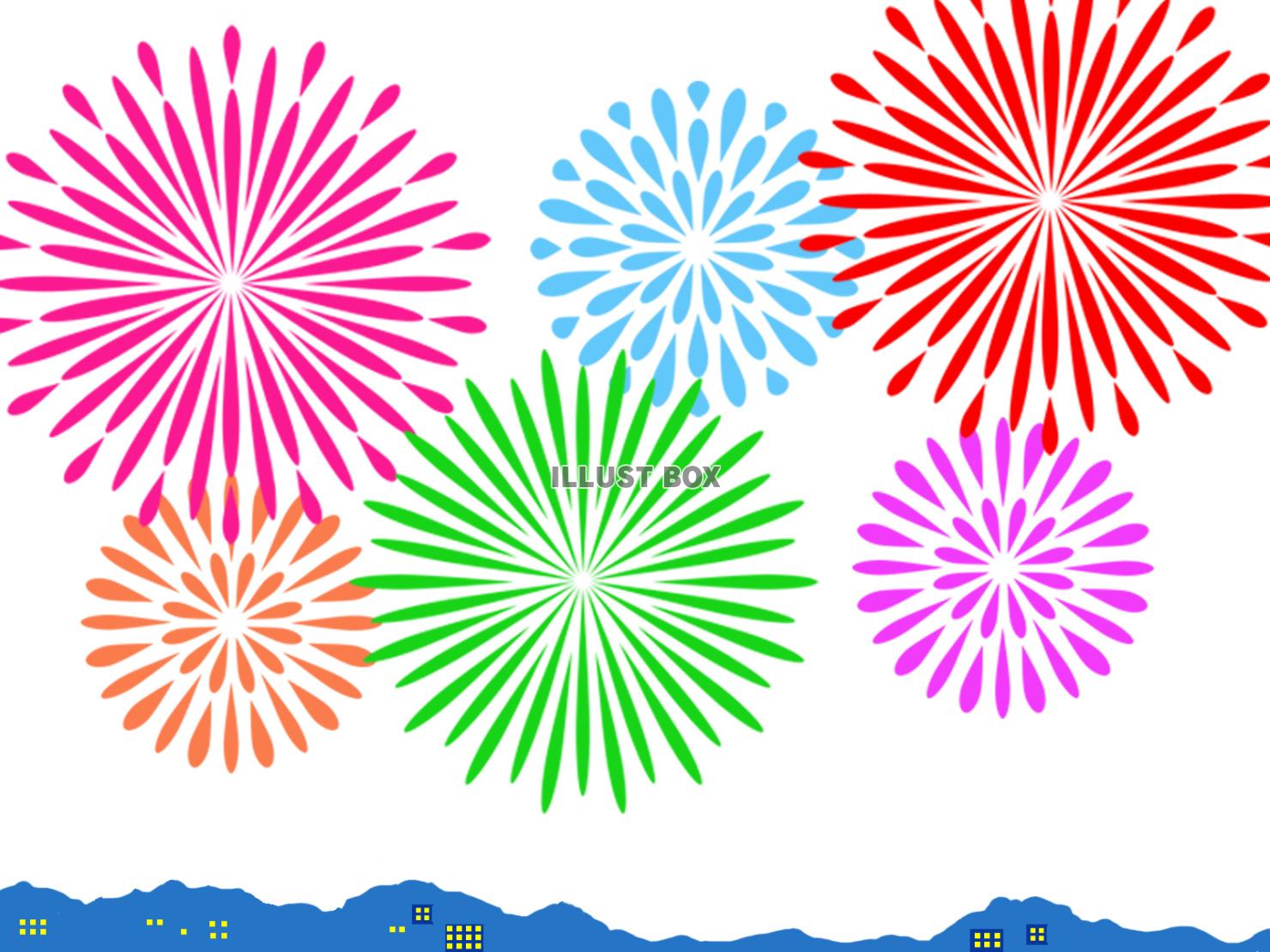 打上げ花火大会の壁紙素材カラフル背景イラスト