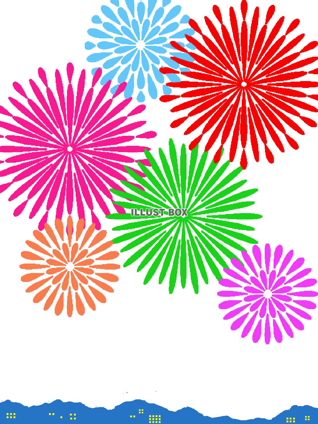 打上げ花火大会の壁紙素材カラフル背景イラストpng透過