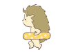 浮き輪を持って走るハリネズミのイラスト