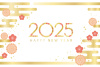 2025年　和柄背景の年賀状テンプレート
