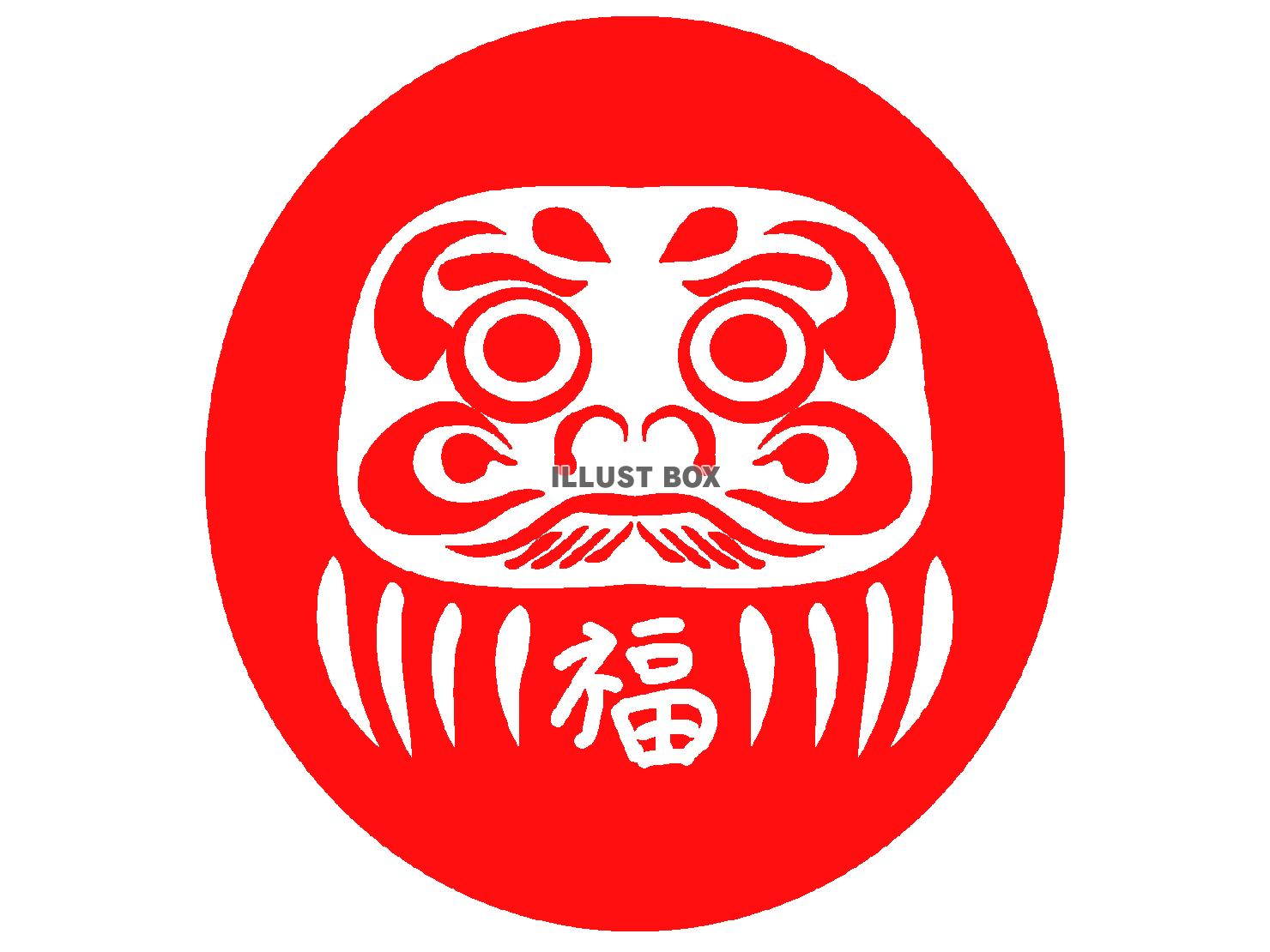 赤色のだるまのシルエット