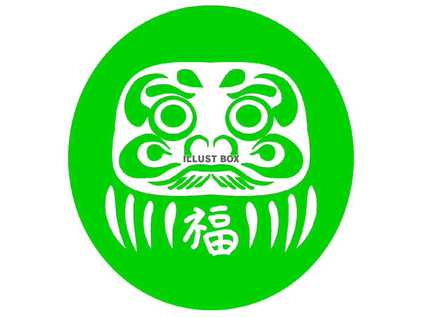 緑色のだるまのシルエット