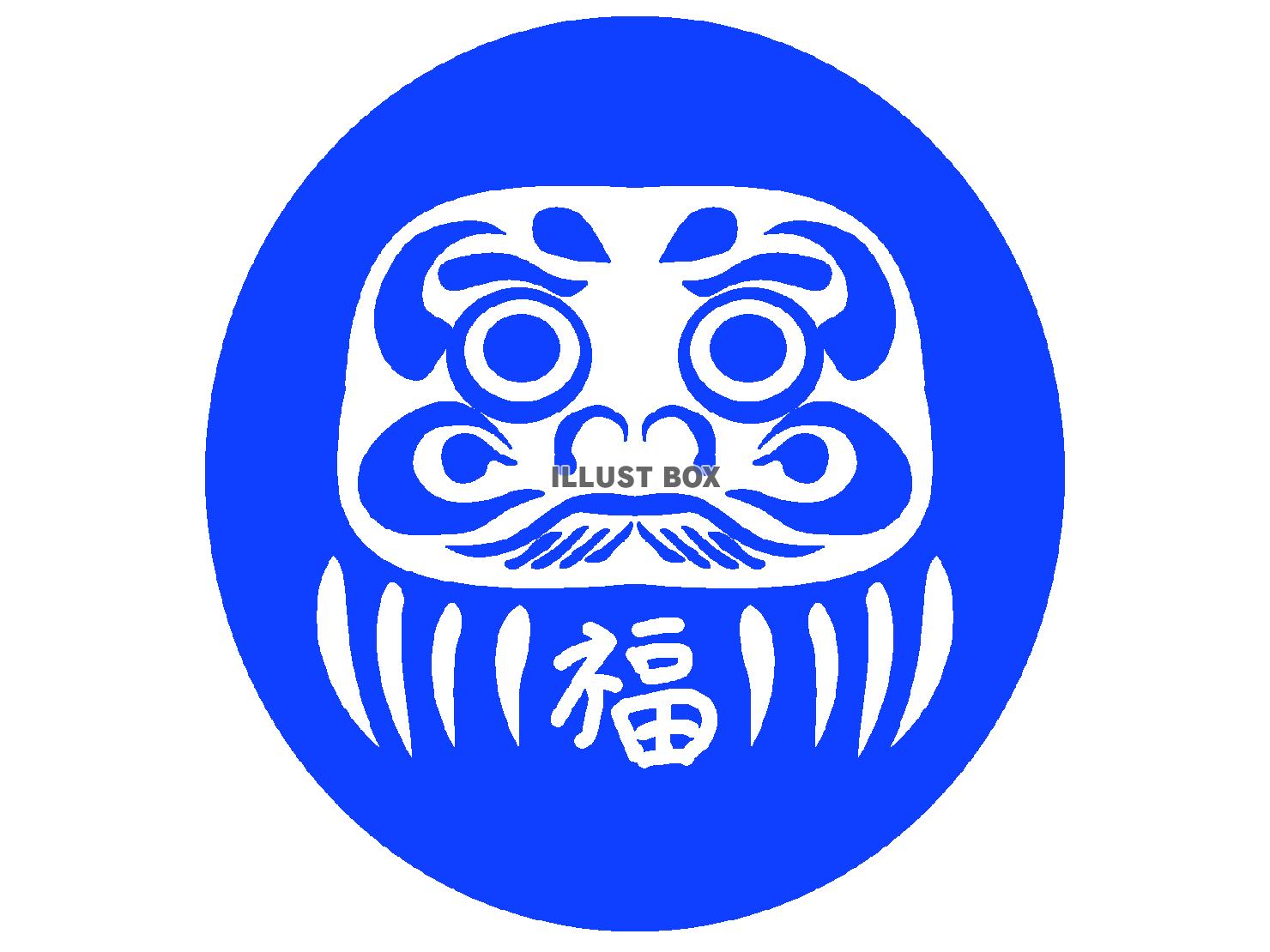 青色のだるまのシルエット