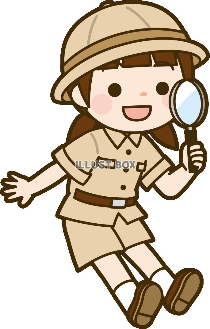 虫眼鏡を持っている子供探検隊