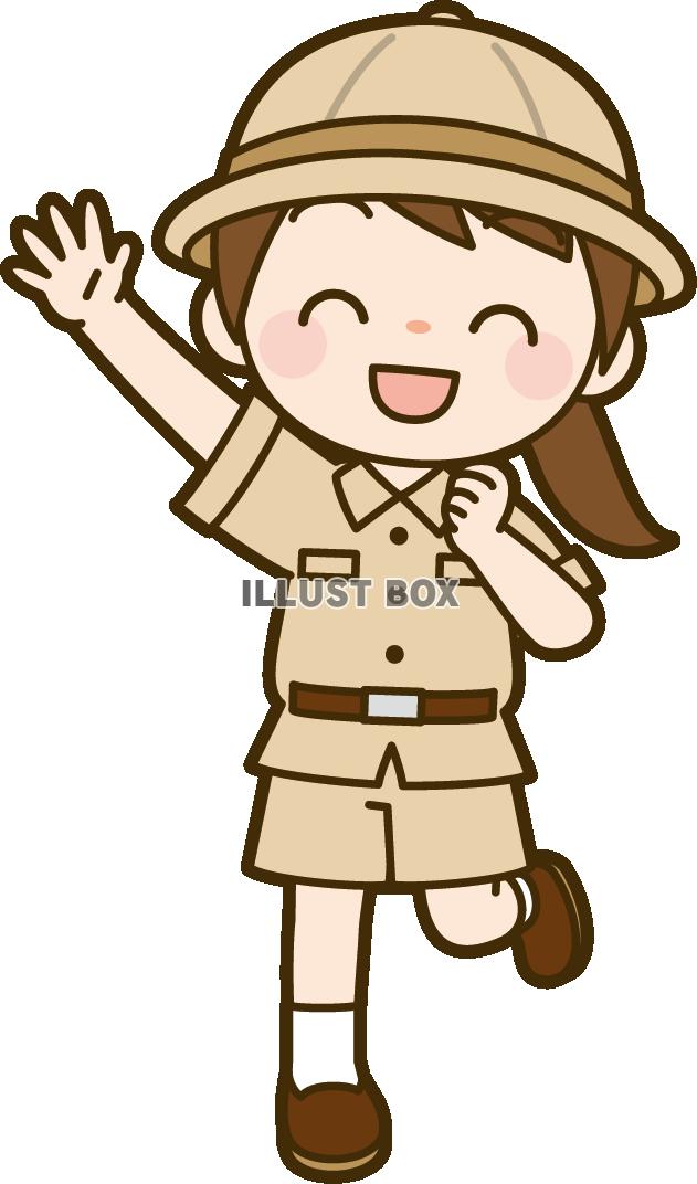 ジャンプをしている子供探検隊