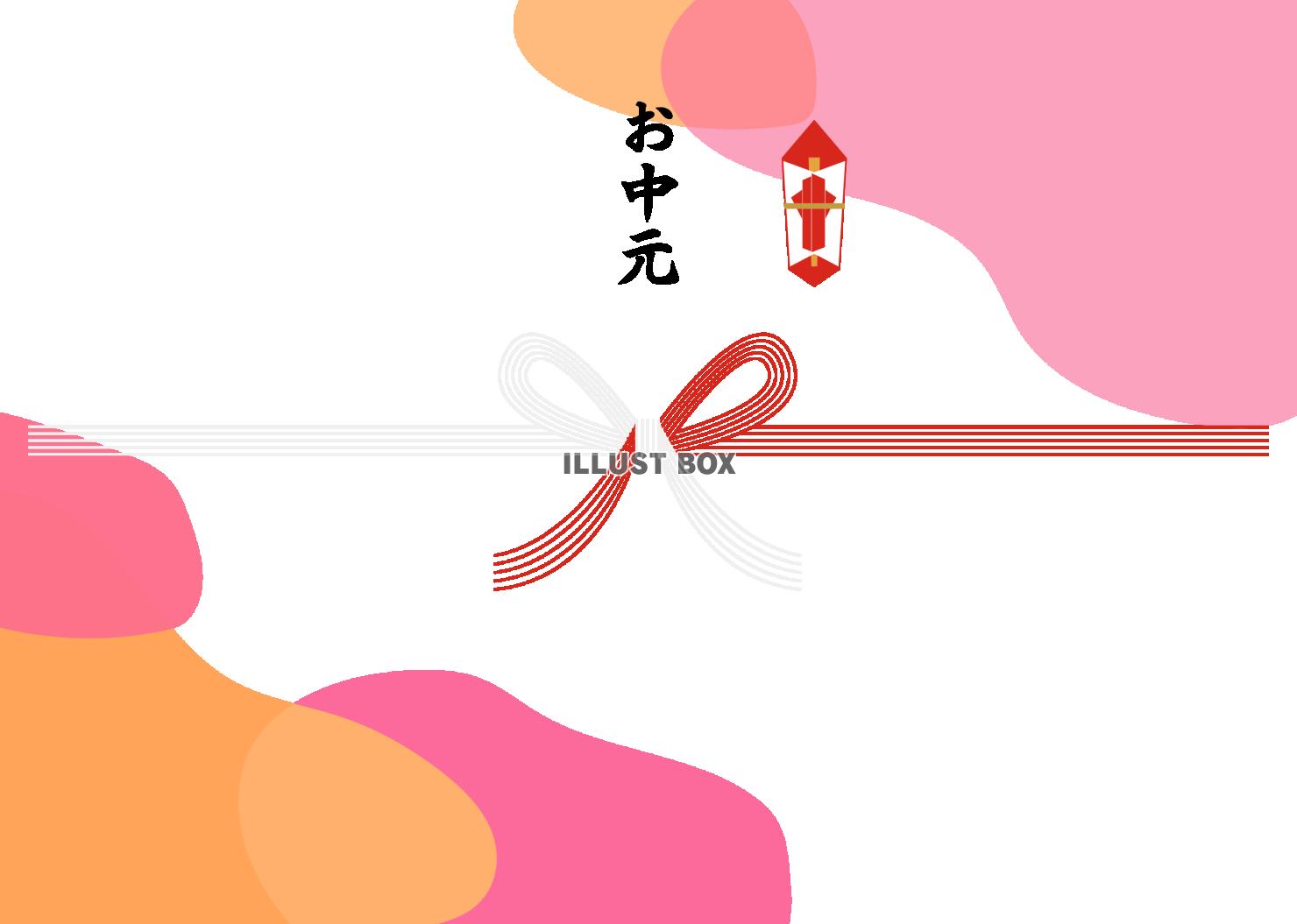 淡いピンク系の模様のお中元の水引