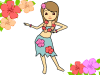 フラダンスを踊る可愛い女性のシンプルなイラスト素材png透過
