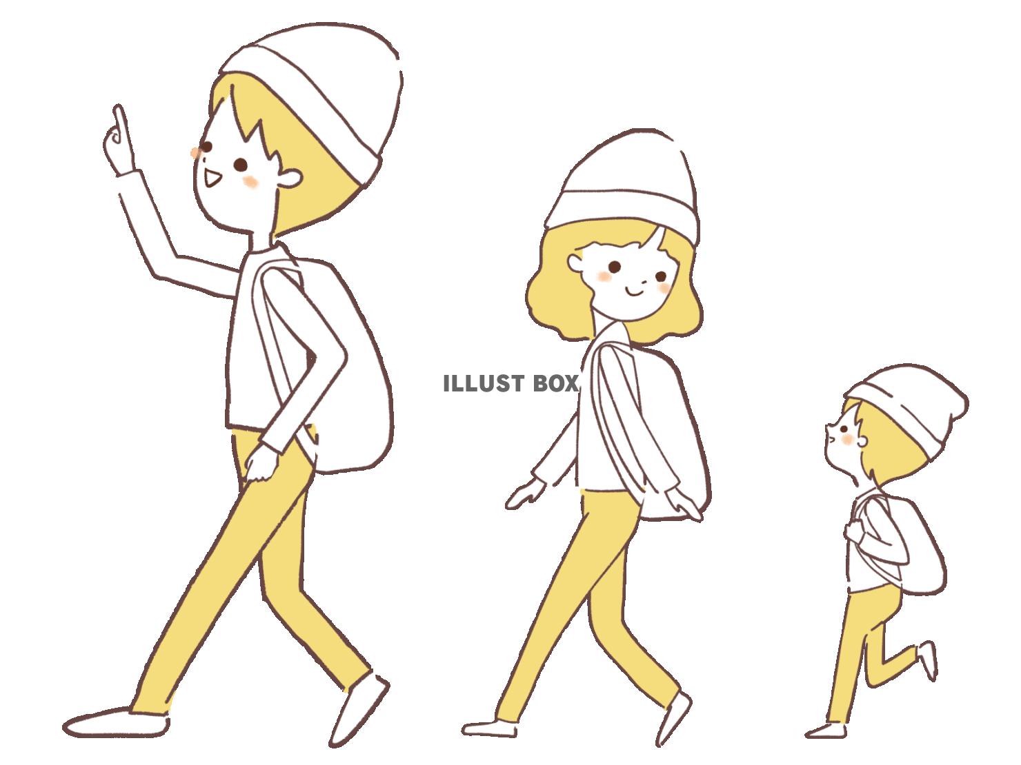 旅行をする家族のイラスト