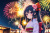 女子高生　イラスト　 夏休みに花火