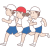 運動会の徒競走で走っている子供たち