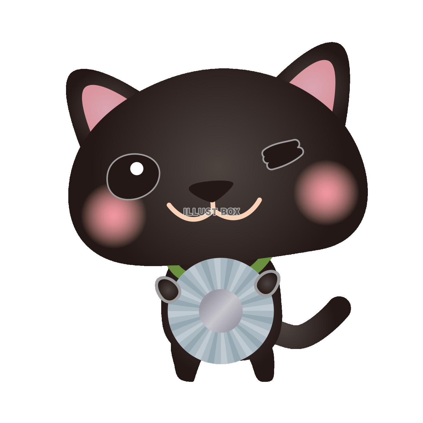 黒ねこ　メダル銀