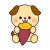 焼き芋を食べる犬