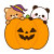カボチャのおばけとクマとパンダ