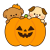 カボチャのおばけと犬たち