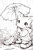 色々なレクや趣味で使いやすい塗り絵や挿絵に使いやすい可愛い猫と雨のイラスト