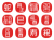 2025年の年賀状 巳年のハンコ風の文字セット（赤）