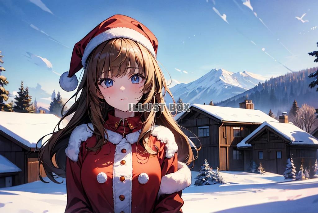 クリスマス　女性サンタクロースのイラスト　フレーム ハガキカ...