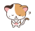 お辞儀をする三毛猫のキャラクター
