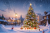 幻想的な風景　クリスマスのイラスト　クリスマスカード・フレーム ハガキカード