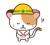 工事中で頭を下げる三毛猫キャラクター