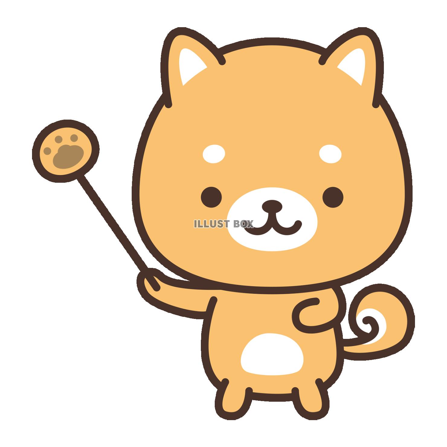 指差し棒を持つ柴犬のイラスト