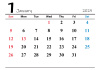 2025年（令和7年）1月　横型カレンダー