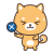 バツのプレートを持つ柴犬キャラクター