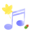 水彩風の音符と紅葉とどんぐり　青