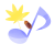 水彩風の音符と紅葉とどんぐり　青