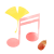 水彩風の音符と紅葉とどんぐり　ピンク