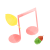 水彩風の音符と紅葉とどんぐり　ピンク