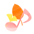 水彩風の音符と紅葉とどんぐり　ピンク
