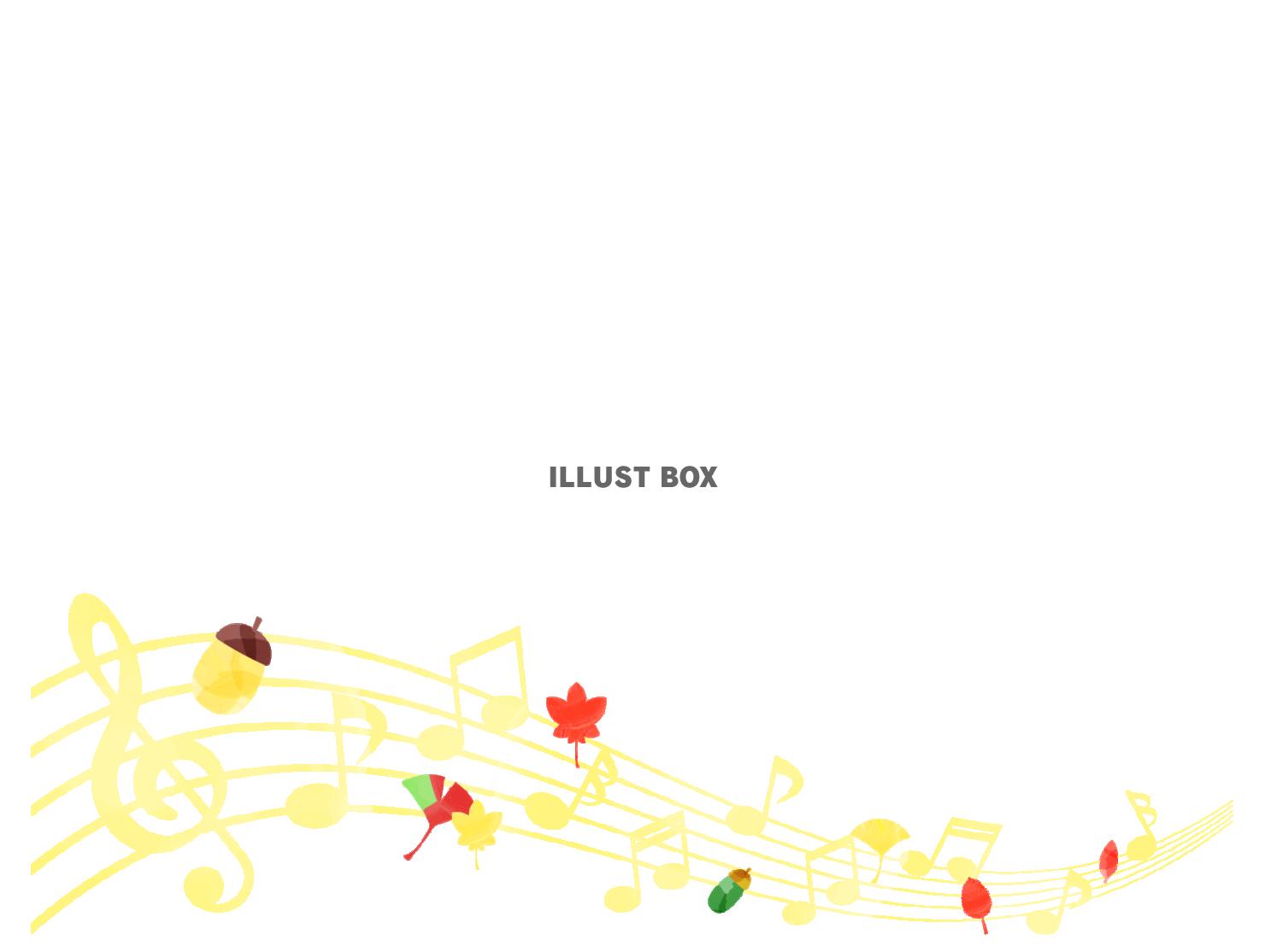 水彩風の紅葉と音楽フレーム08　黄色