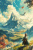 秋の背景や挿絵に使いやすいファンタジー絵本の様な紅葉の山の水彩イラスト