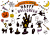 ハロウィンの手描きイラストセット