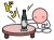 ちゃぶ台で酒を飲む棒人間