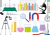  科学的な理科や化学の実験用具セット