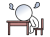 机に伏して落ち込む棒人間