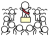 人々を集めて選挙活動をする棒人間