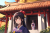 着物姿の女性　イラスト　元旦に初詣