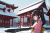 着物姿の女性　イラスト　元旦に初詣
