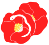 赤椿と白ヘビの年賀状素材(透過png)