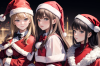 女性サンタクロース　イラスト　女子高生 No1255